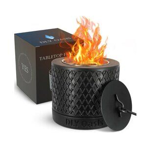 DLY Oasis Concrete Tabletop Fire Pit - Ethanol Fire Pit, Table Top Fire Pit Bowl